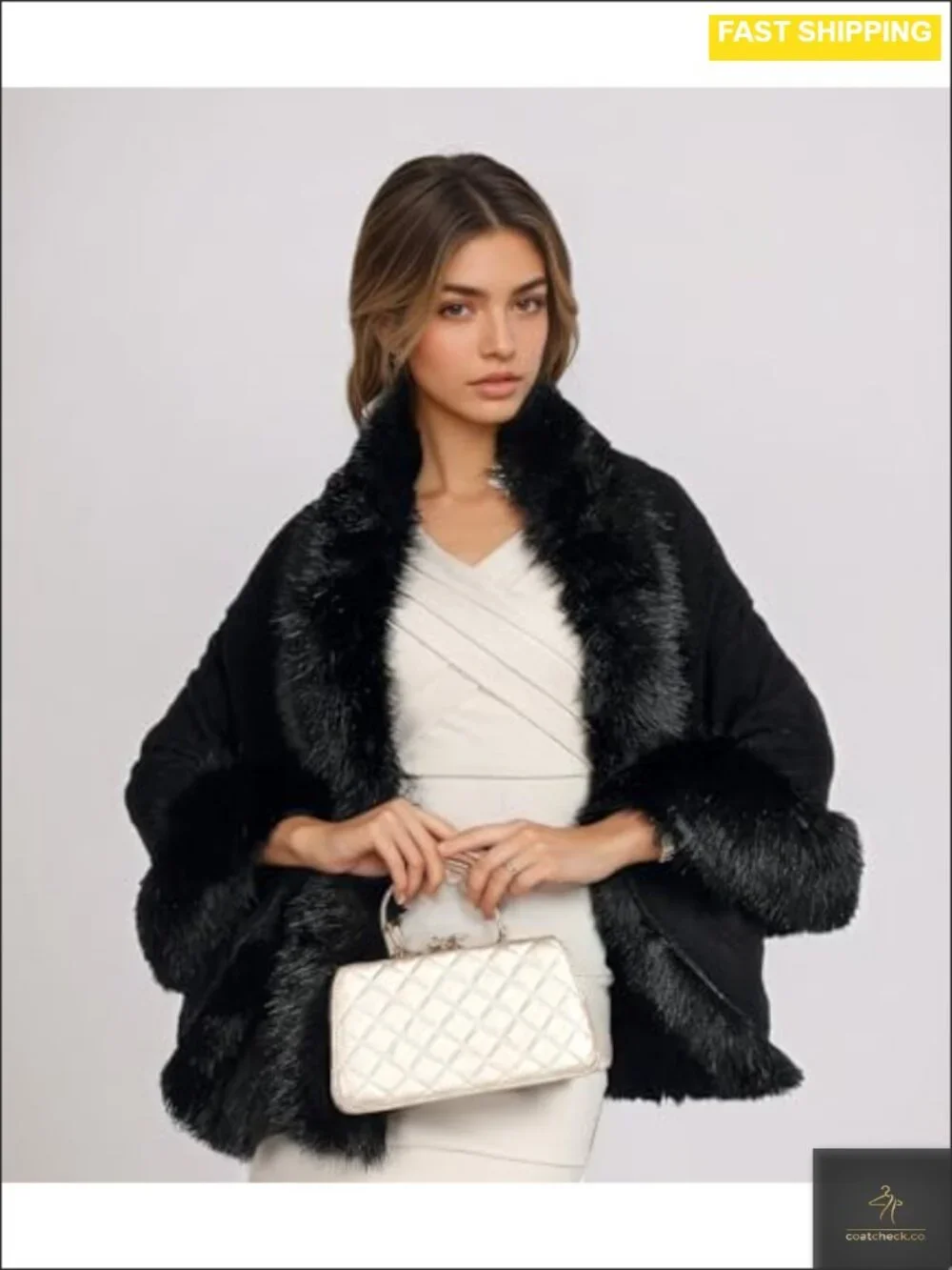 Faux Fur Shawl Wrap One Size Sleeveless Wedding Evening